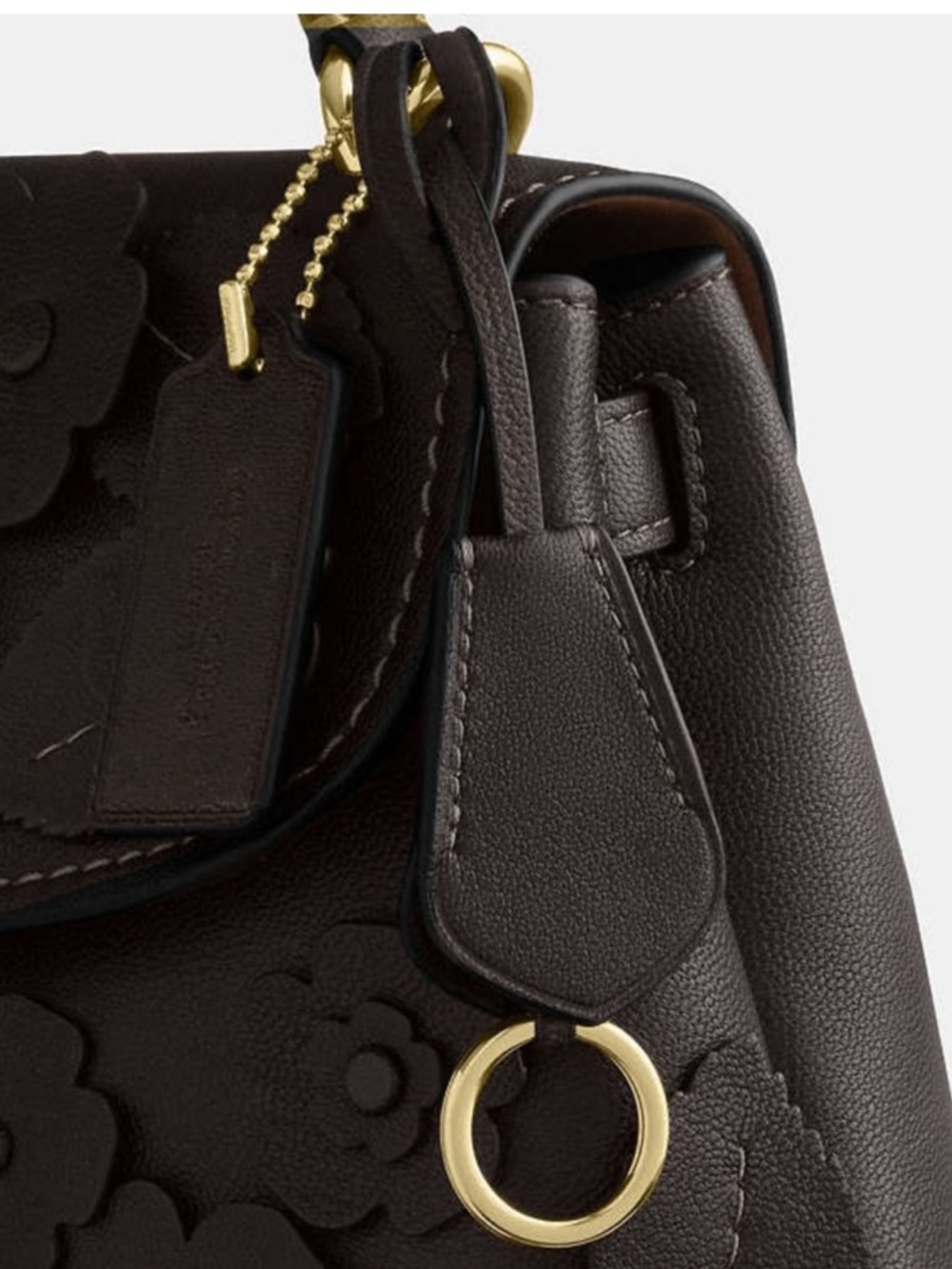 Coach Dark Brown Floral Appliqué Satchel - Picture 8 of 10